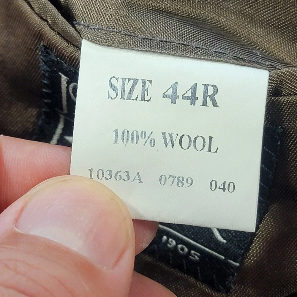 Jos A Bank Sport Coat 100% Wool Blazer Brown Glen Plaid Two Button Men's 44R